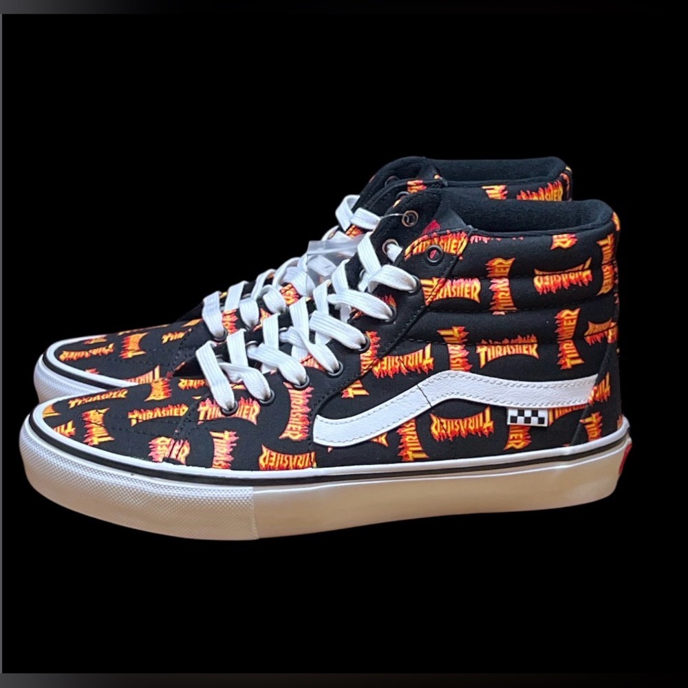 Size 12 - Thrasher x Vans‎ Skate Sk8- High Allover Thrasher Logo VNOA5FCCBML